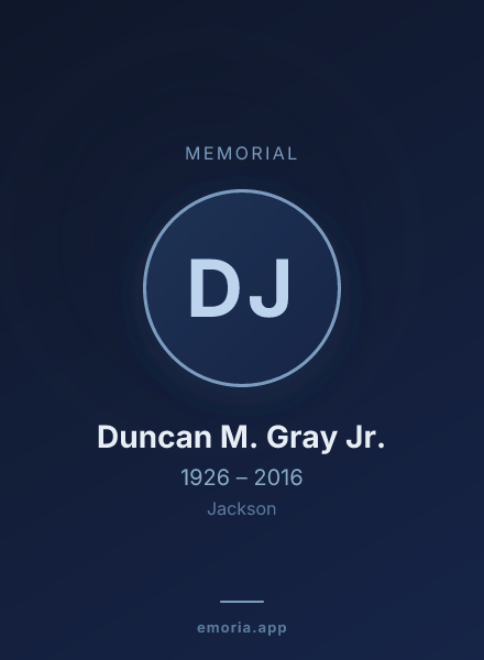 Memorial portrait of Duncan M. Gray Jr.