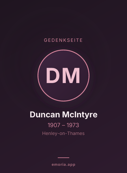 Gedenkportrait von Duncan McIntyre