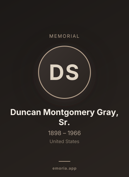 Memorial portrait of Duncan Montgomery Gray, Sr.