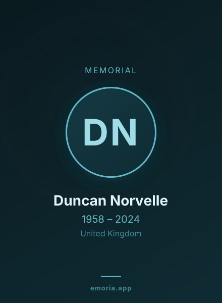 Memorial portrait of Duncan Norvelle