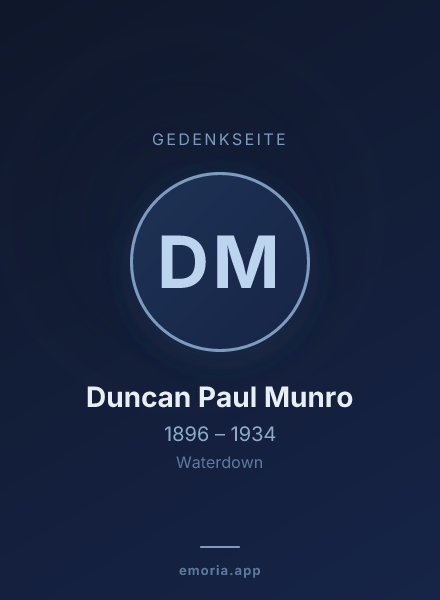 Gedenkportrait von Duncan Paul Munro