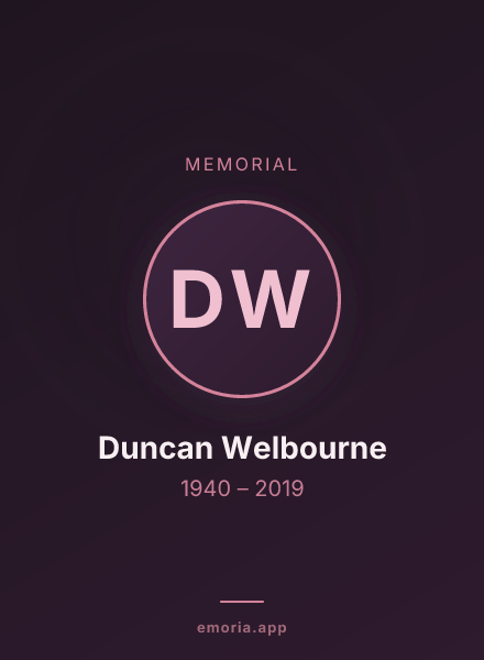 Memorial portrait of Duncan Welbourne