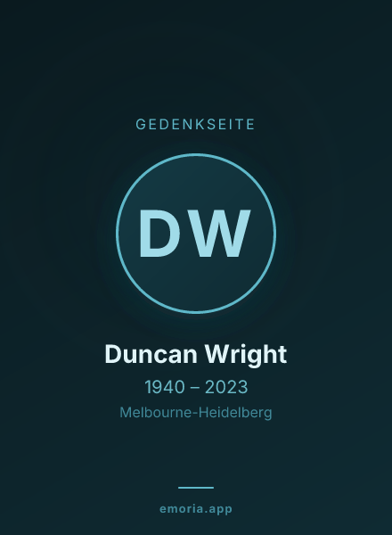 Gedenkportrait von Duncan Wright