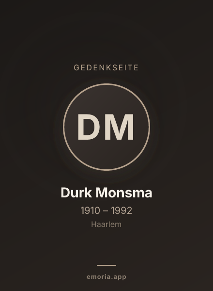 Gedenkportrait von Durk Monsma