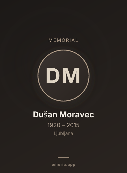 Memorial portrait of Dušan Moravec