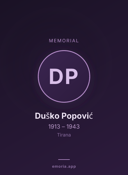 Memorial portrait of Duško Popović