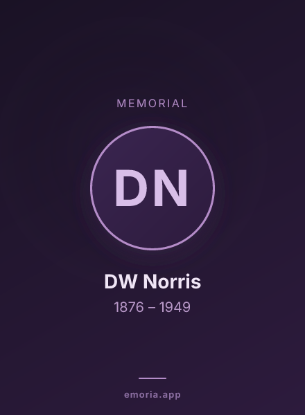 Memorial portrait of DW Norris