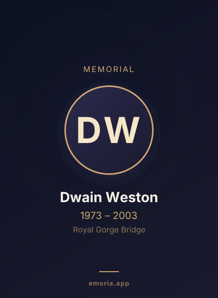 Memorial portrait of Dwain Weston