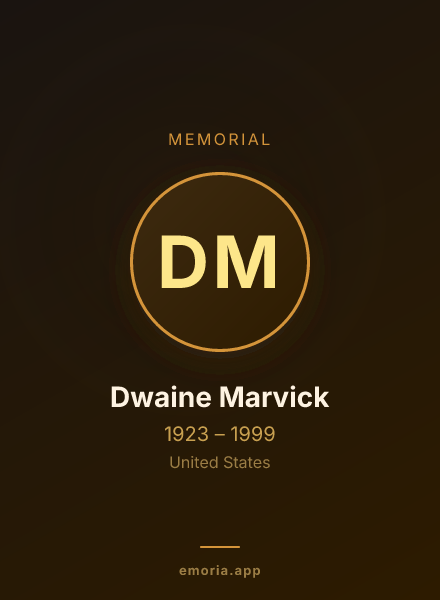 Memorial portrait of Dwaine Marvick
