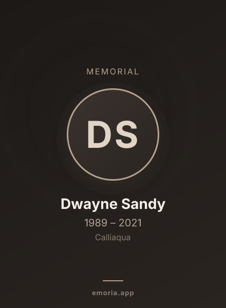 Memorial portrait of Dwayne Sandy