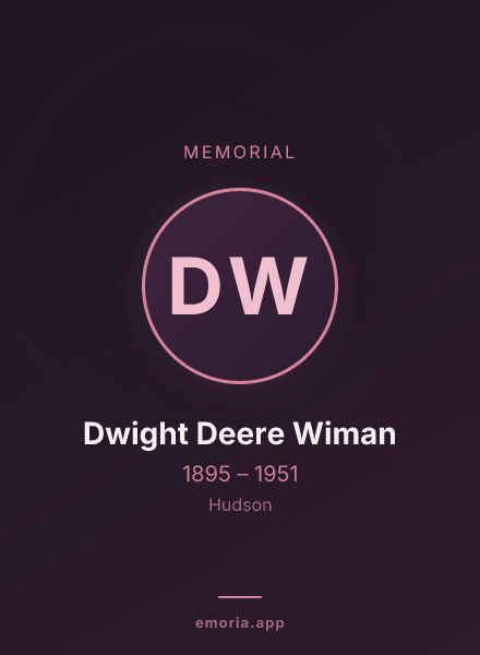 Memorial portrait of Dwight Deere Wiman