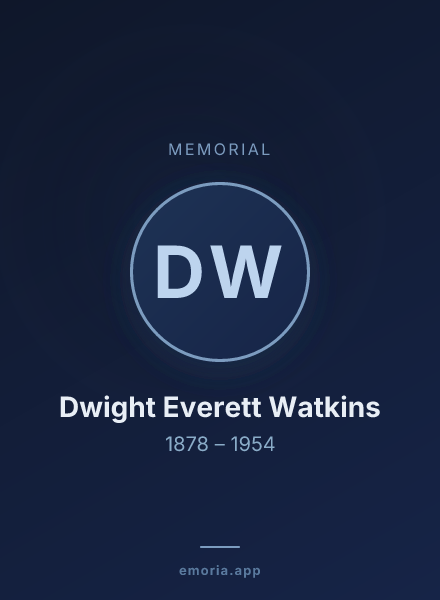 Memorial portrait of Dwight Everett Watkins
