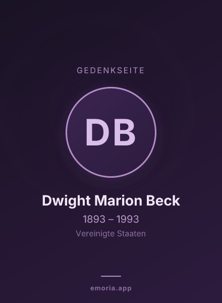 Gedenkportrait von Dwight Marion Beck