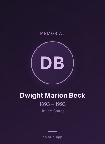 Memorial portrait of Dwight Marion Beck