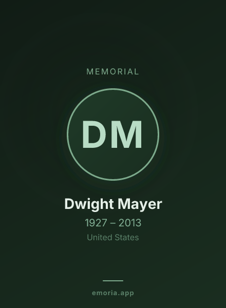 Memorial portrait of Dwight Mayer
