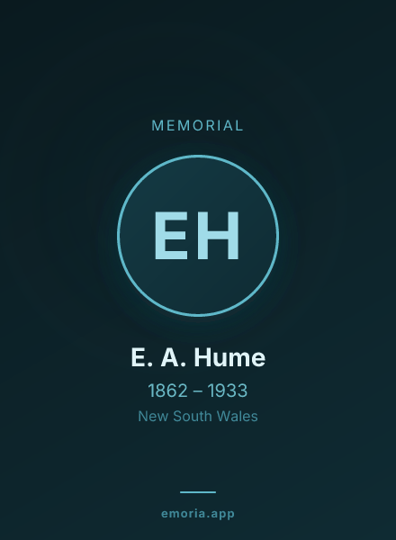 Memorial portrait of E. A. Hume
