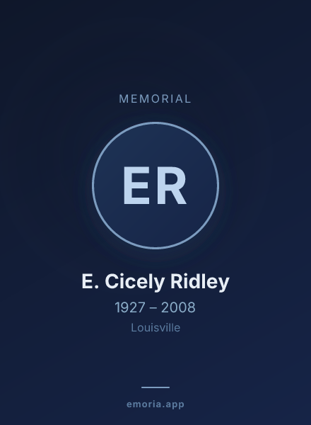 Memorial portrait of E. Cicely Ridley