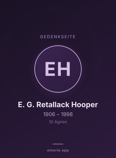 Gedenkportrait von E. G. Retallack Hooper