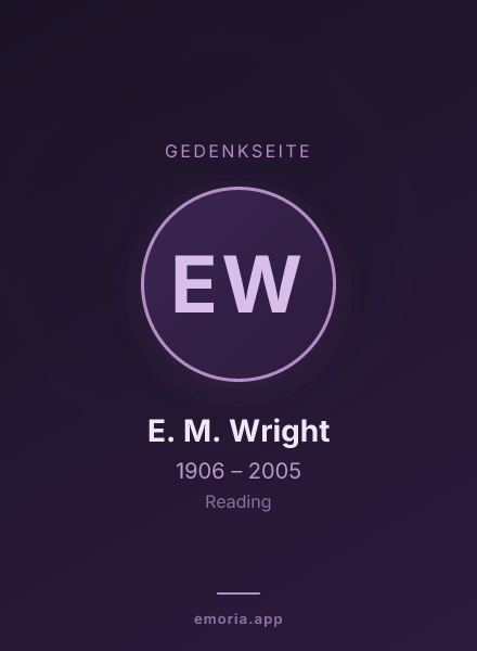 Gedenkportrait von E. M. Wright