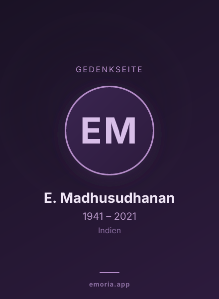 Gedenkportrait von E. Madhusudhanan