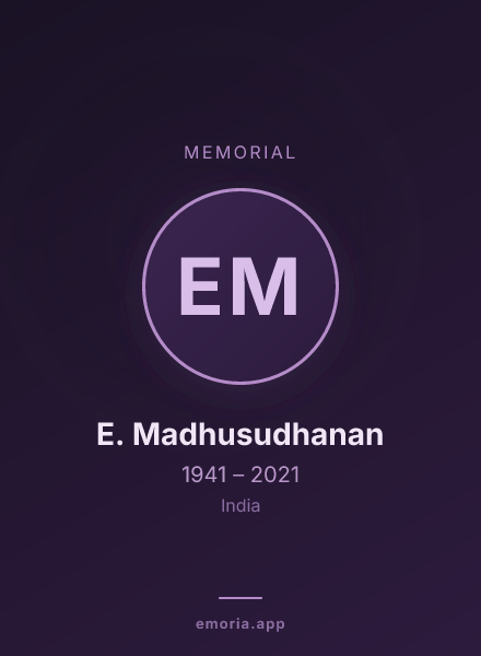 Memorial portrait of E. Madhusudhanan