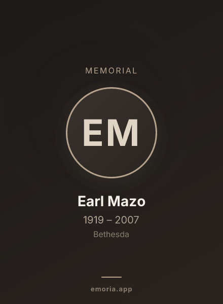 Memorial portrait of Earl Mazo