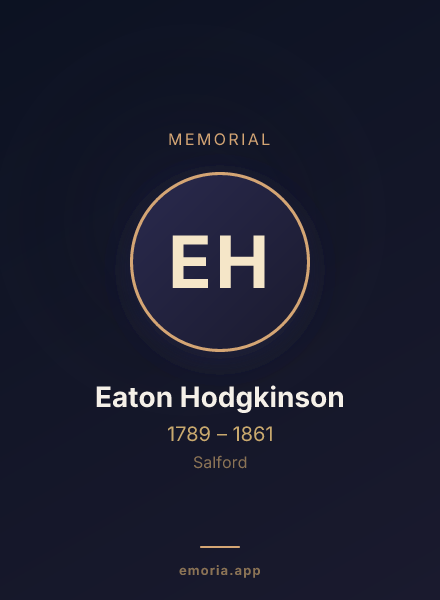 Memorial portrait of Eaton Hodgkinson