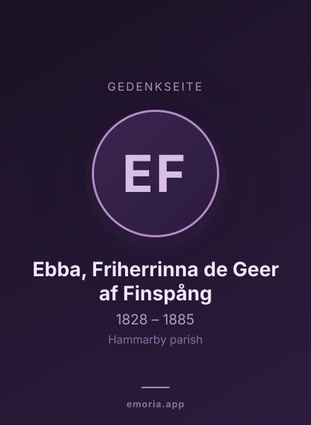 Gedenkportrait von Ebba, Friherrinna de Geer af Finspång