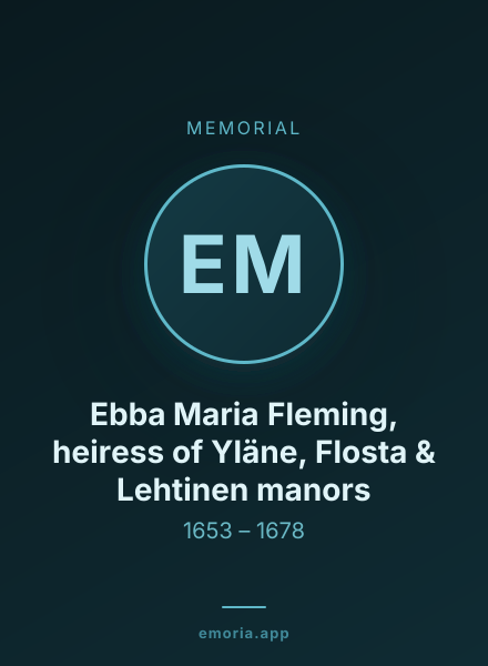 Memorial portrait of Ebba Maria Fleming, heiress of Yläne, Flosta & Lehtinen manors