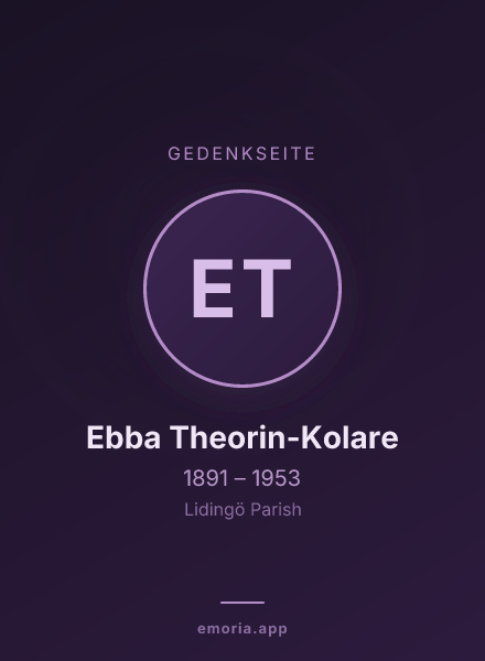 Gedenkportrait von Ebba Theorin-Kolare