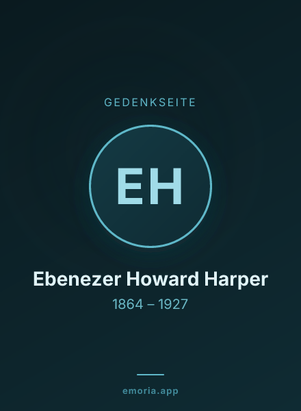 Gedenkportrait von Ebenezer Howard Harper