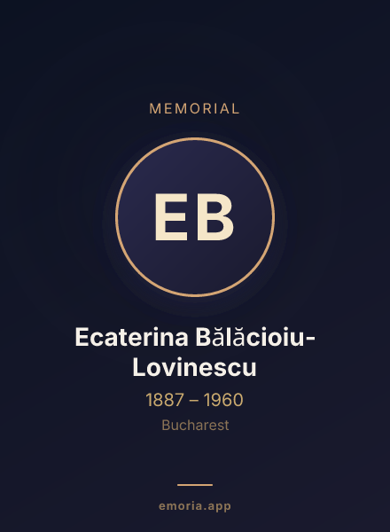 Memorial portrait of Ecaterina Bălăcioiu-Lovinescu