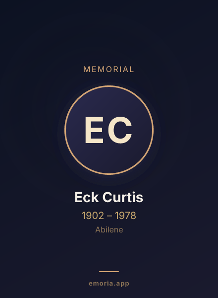 Memorial portrait of Eck Curtis