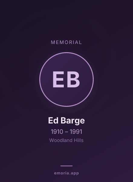 Memorial portrait of Ed Barge