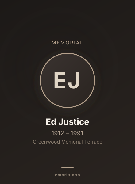 Memorial portrait of Ed Justice