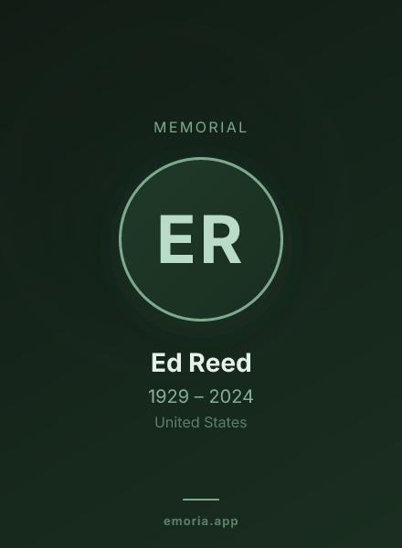 Memorial portrait of Ed Reed