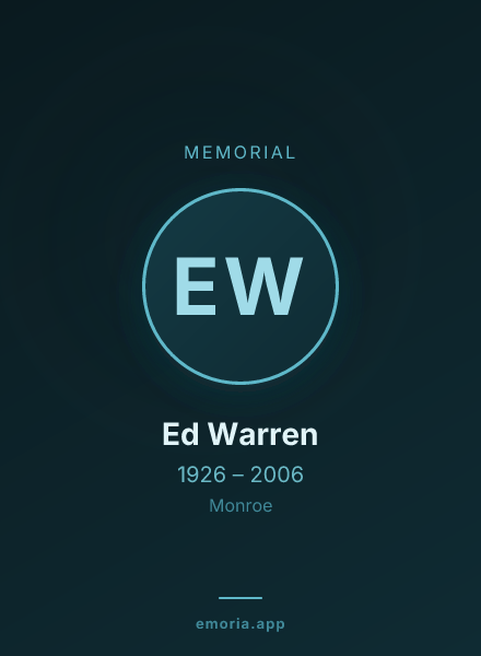 Memorial portrait of Ed Warren
