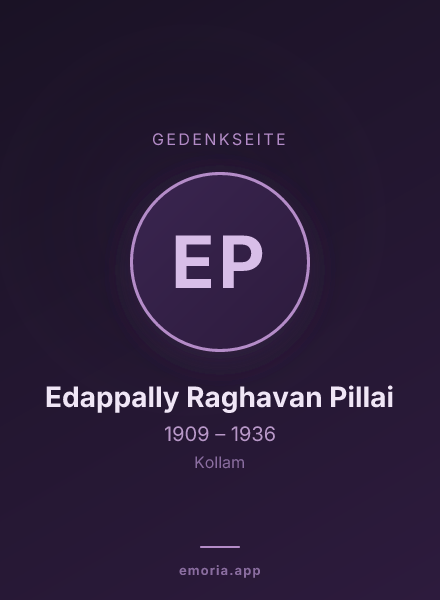 Gedenkportrait von Edappally Raghavan Pillai