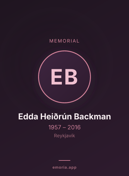 Memorial portrait of Edda Heiðrún Backman