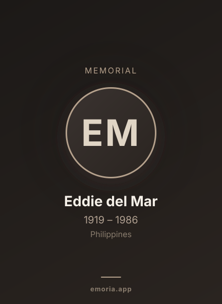 Memorial portrait of Eddie del Mar