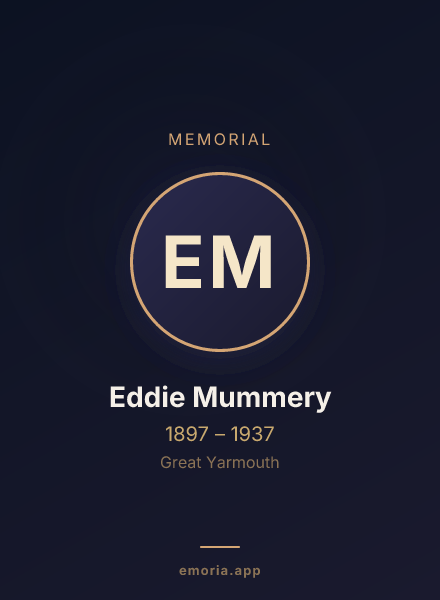 Memorial portrait of Eddie Mummery