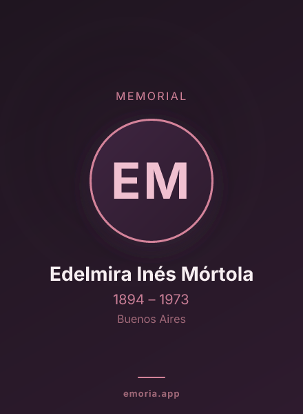 Memorial portrait of Edelmira Inés Mórtola