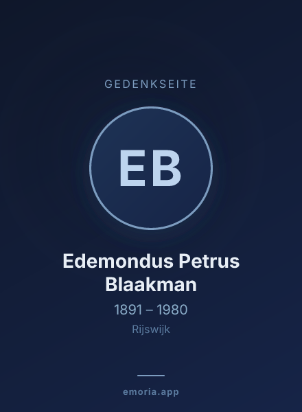 Gedenkportrait von Edemondus Petrus Blaakman