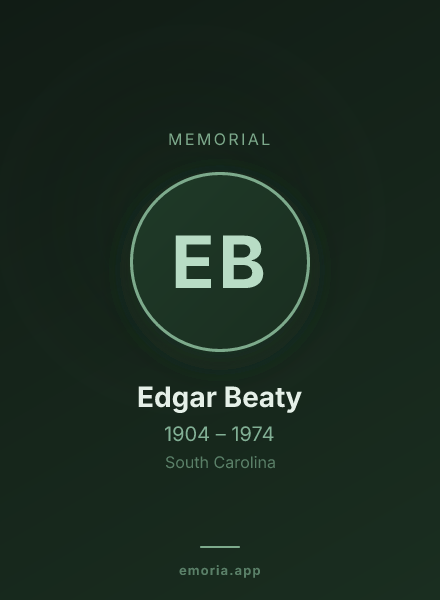 Memorial portrait of Edgar Beaty