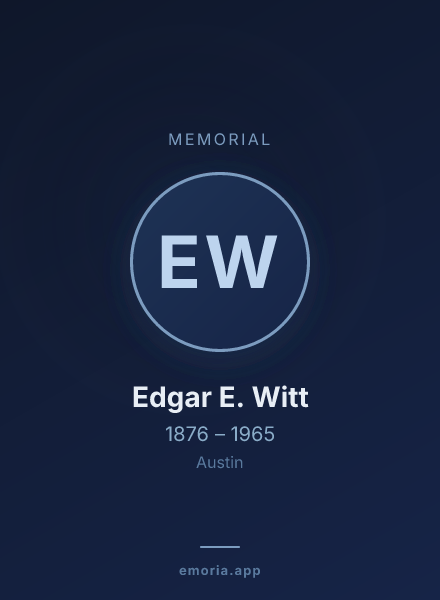 Memorial portrait of Edgar E. Witt