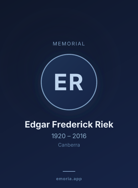 Memorial portrait of Edgar Frederick Riek