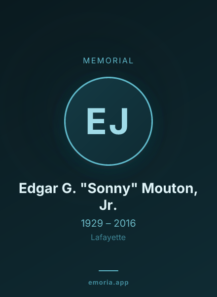 Memorial portrait of Edgar G. "Sonny" Mouton, Jr.