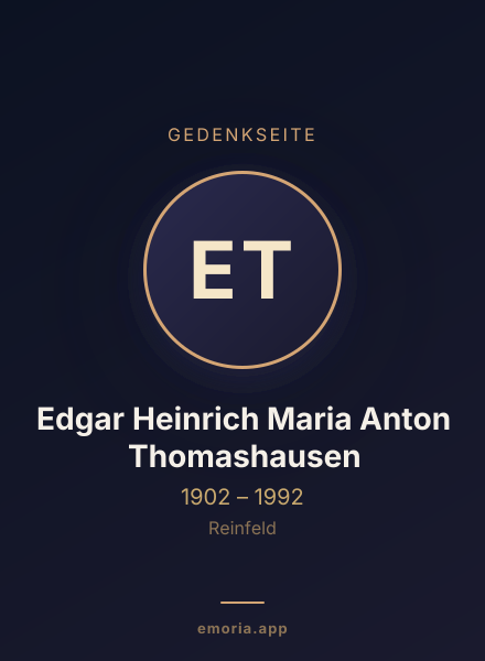 Gedenkportrait von Edgar Heinrich Maria Anton Thomashausen