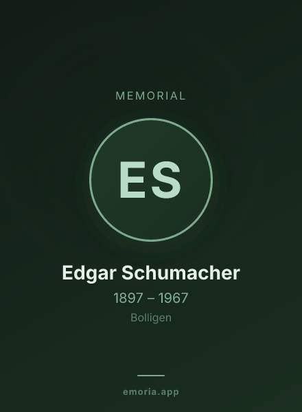 Memorial portrait of Edgar Schumacher
