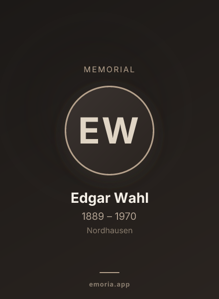Memorial portrait of Edgar Wahl